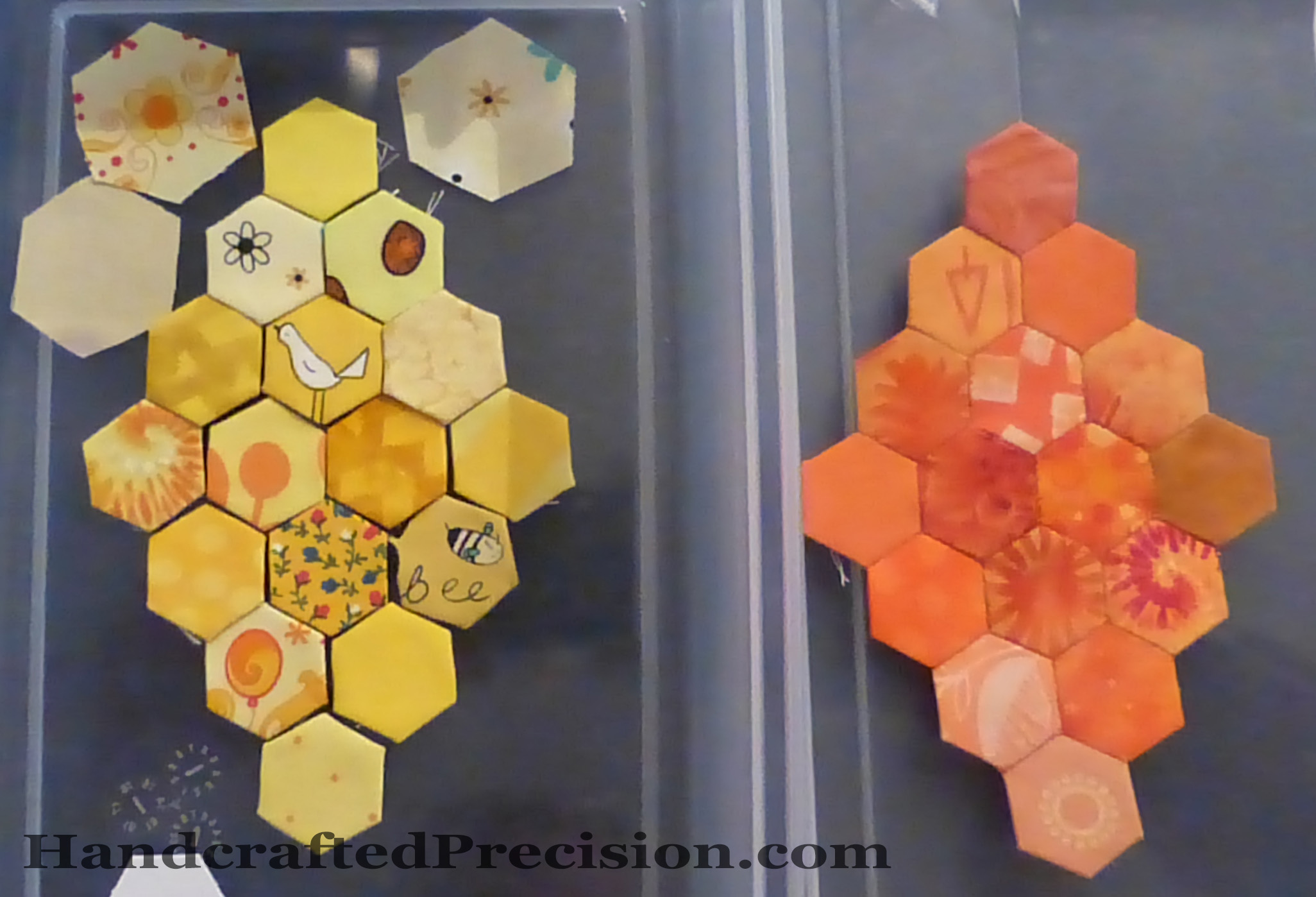 Yellow Hex Diamond Layout with Orange